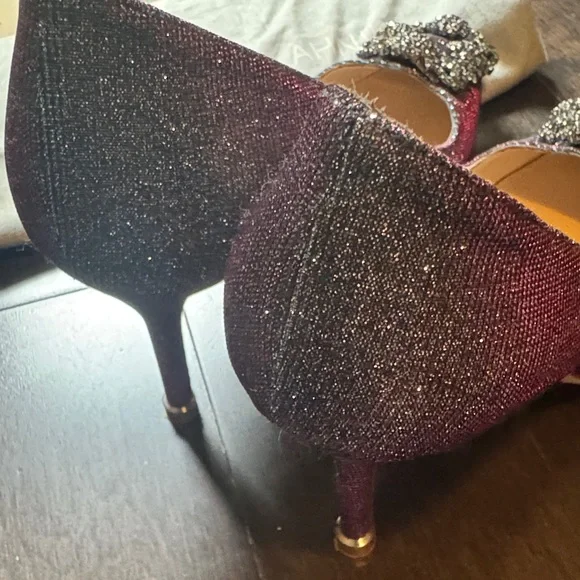 Authentic Manolo Blahnik Hangisi Metallic Midnight Notturno Crystal Pump - Picture 5 of 8